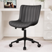 Green Office Desk Chair with Wheels Armless Vanity Chair Modern | Faux Leather Upholstered with Rocking Back, Swivel Height Adjustable Small Cute Computer Rolling Task Chair Ergonomic 300Lb