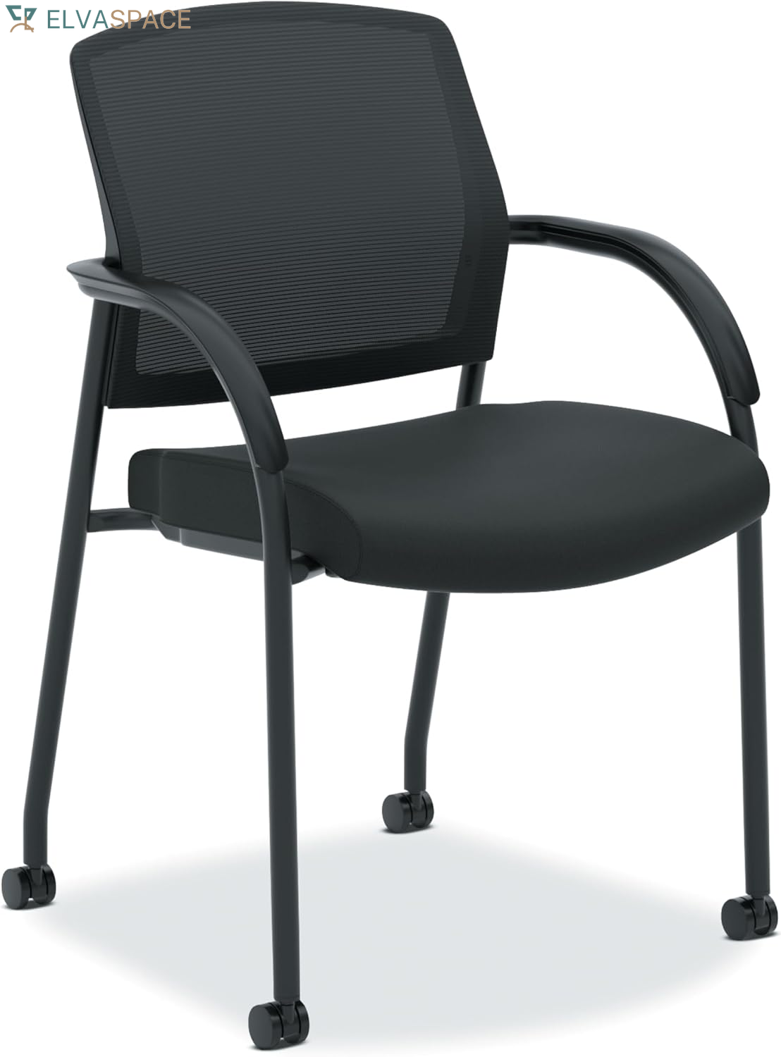 Scatter Guest Office Chair, Armless Leather Seating for Waiting Rooms, Lobbies, Conference Areas, and Offices, Stackable Side Chair for Reception and Training Spaces, Black