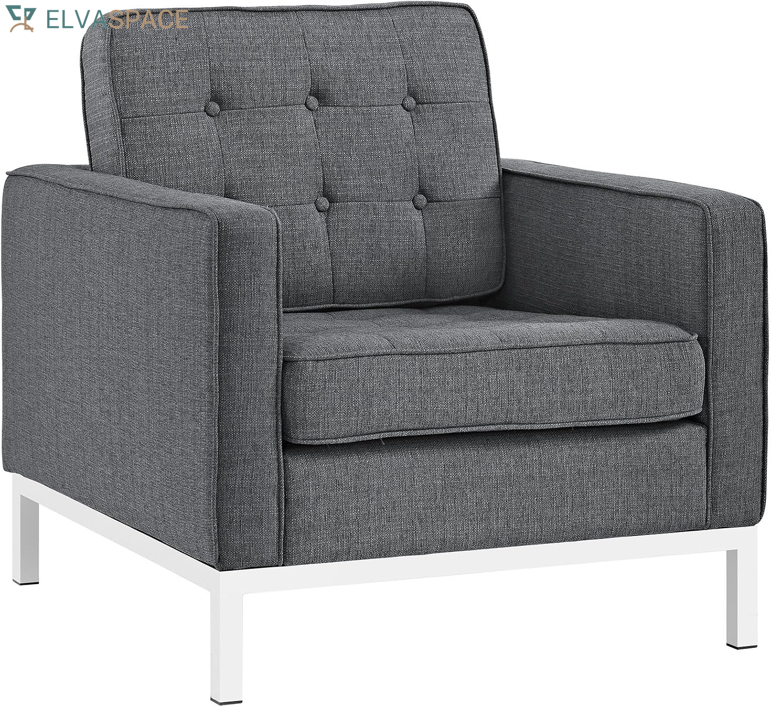 Loft Upholstered Fabric Mid-Century Modern Accent Arm Lounge Chair in Teal
