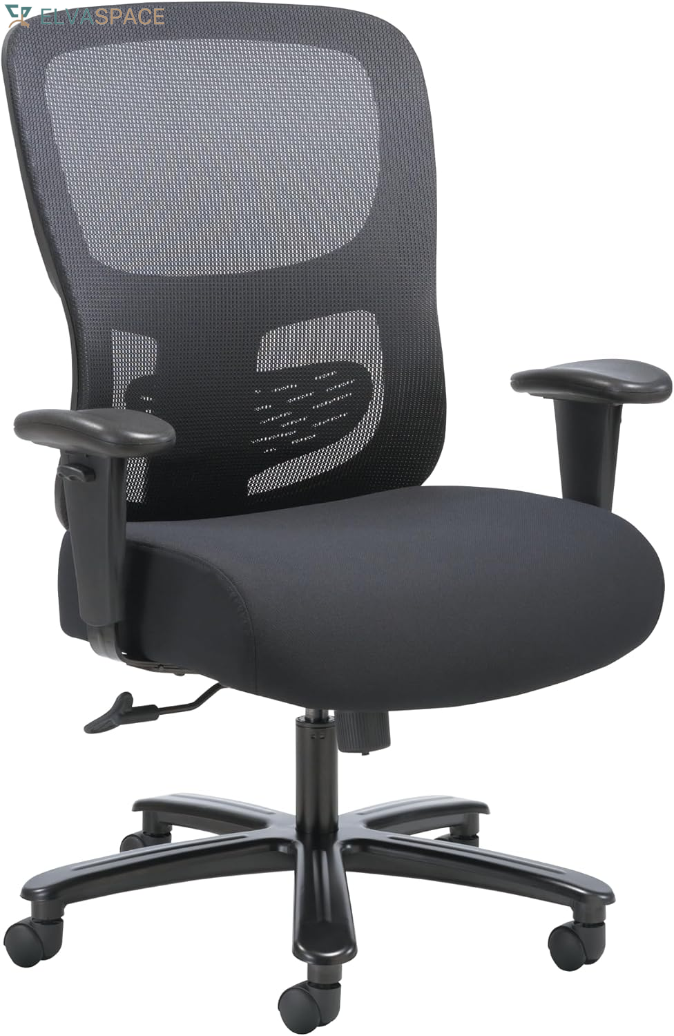 Sadie Executive Ergonomic Office Chair with Leather Upholstery, Chrome Arms and Back Support, Mid Back Desk and Computer Chair for Home Office or Conference Room, 360 Swivel, Black