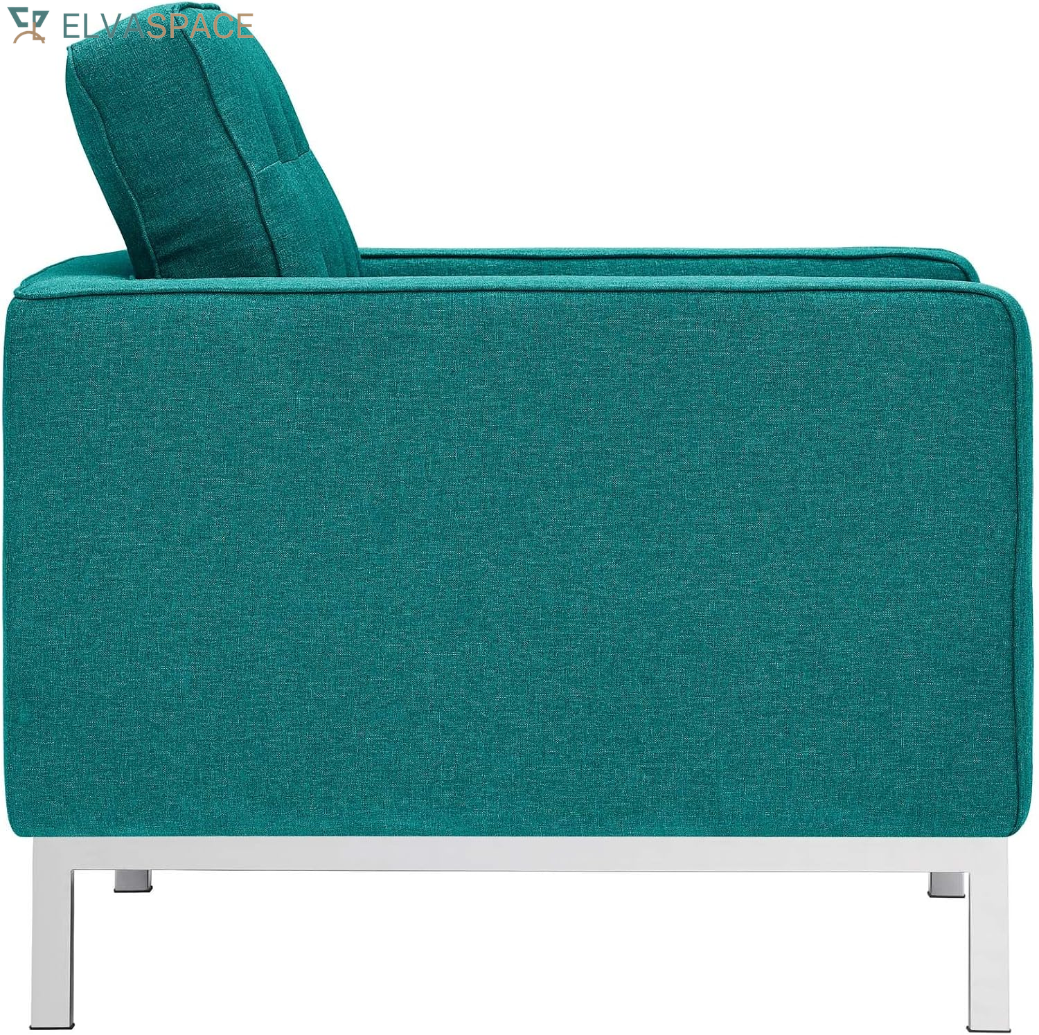 Loft Upholstered Fabric Mid-Century Modern Accent Arm Lounge Chair in Teal