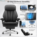 Big and Tall Office Chair with Lumbar Support, Executive Leather Computer Desk Chair, Heavy Duty Comfortable Gaming Chair with Double Layer Cushion & Footrest for Home Office Gaming
