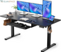 Electric Standing Desk with Keyboard Tray, 44X24, Vintage Brown
