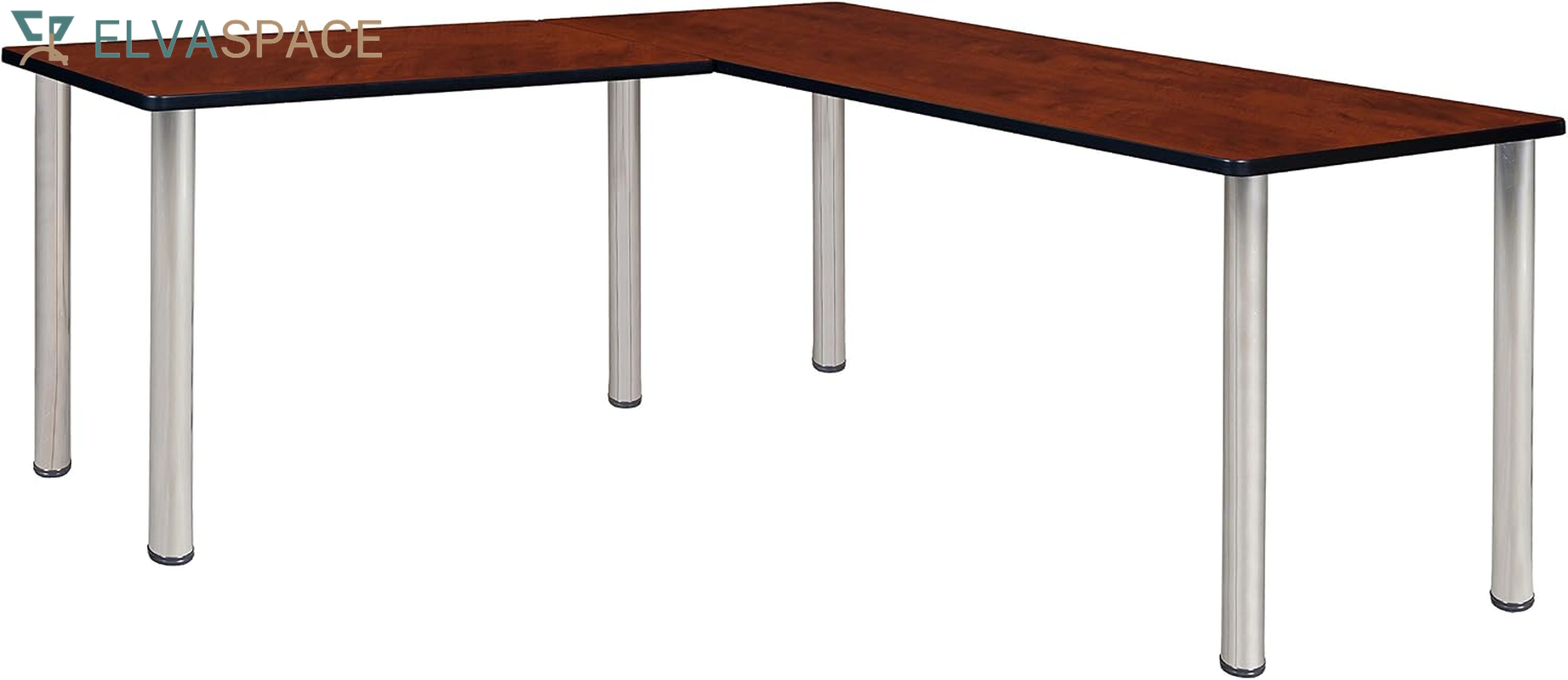 Regency Kee 60 X 66 In. Corner L Shaped Desk- Cherry Top, Chrome Legs