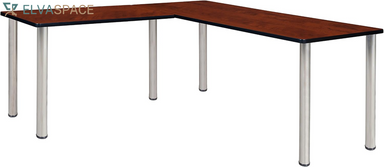 Regency Kee 60 X 66 In. Corner L Shaped Desk- Cherry Top, Chrome Legs