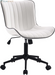 Green Office Desk Chair with Wheels Armless Vanity Chair Modern | Faux Leather Upholstered with Rocking Back, Swivel Height Adjustable Small Cute Computer Rolling Task Chair Ergonomic 300Lb