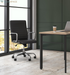 Sadie Executive Ergonomic Office Chair with Leather Upholstery, Chrome Arms and Back Support, Mid Back Desk and Computer Chair for Home Office or Conference Room, 360 Swivel, Black