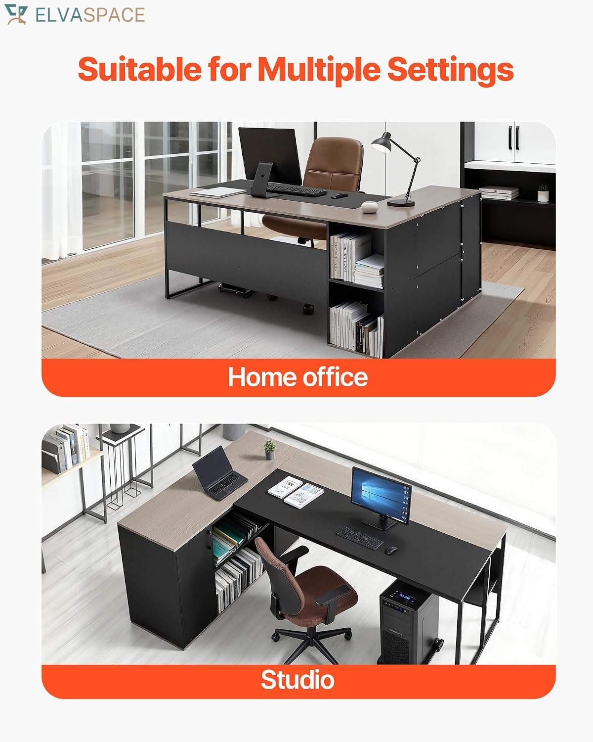 71" L-Shaped Executive Desk, Large Computer Desk with Drawers, File Storage Cabinet, CPU Stand, 350 LBS Load Capacity Corner Table, Easy Assembly, for Work Study